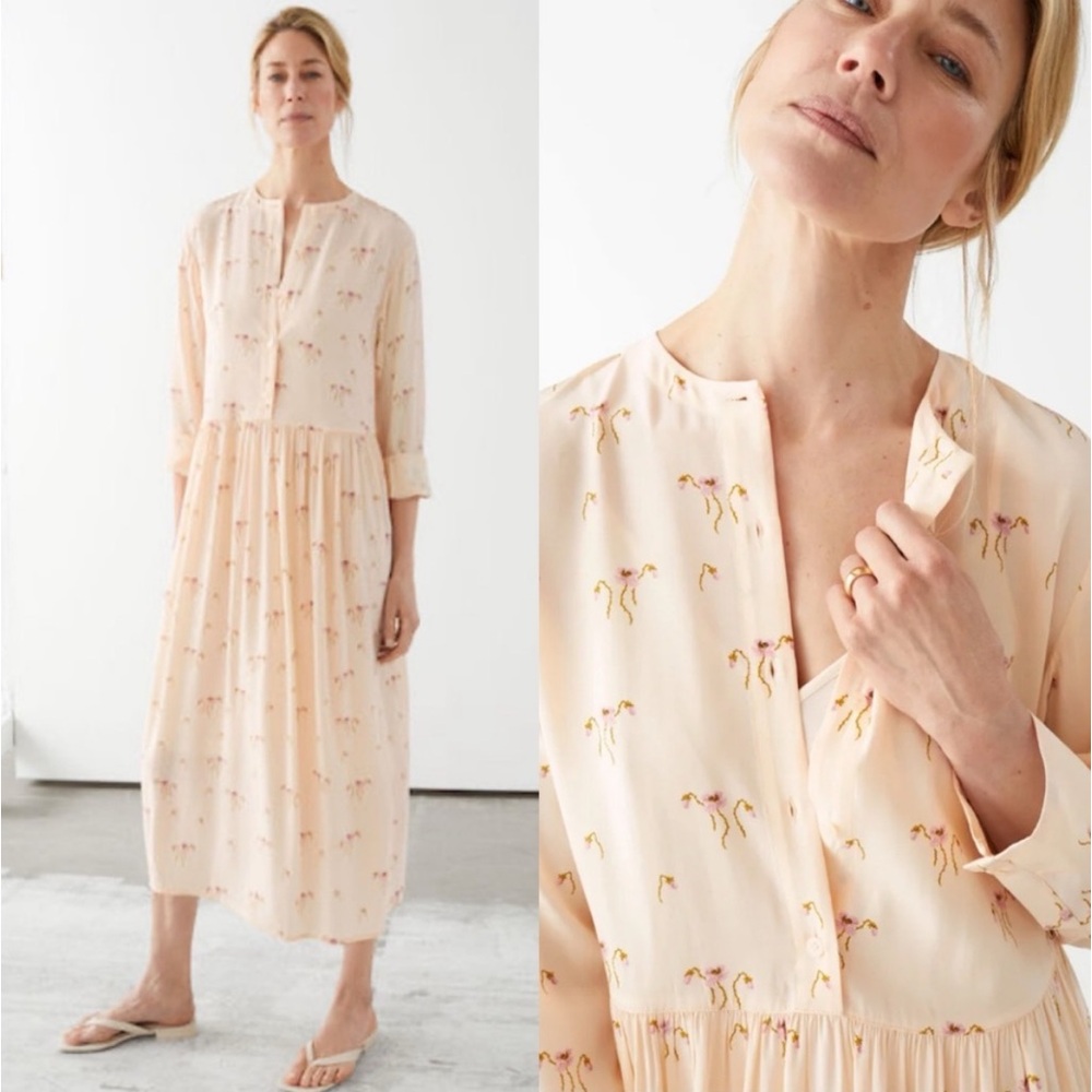 & Other Stories Cream Floral Midi Dress